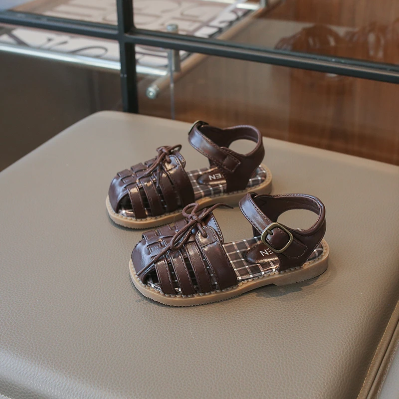 Kids Woven Fisherman Sandals 2026 Summer Breathable Closed Toe Casual Shoes with Adjustable Strap for Boys Girls Beach Vacation