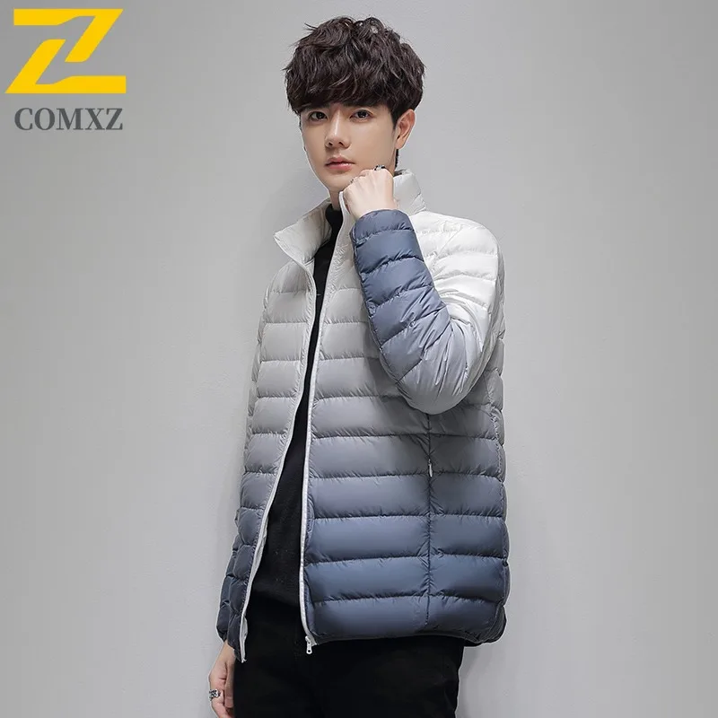 COMXZ Bread Jacket Gradient Versatile Loose Lightweight Casual Skiing Puffer Jacket Urban Minimalist Winter Jacket Men Clothing