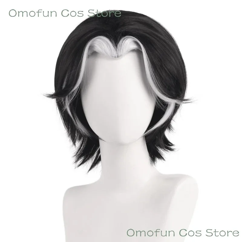 2025 aaa Anime Husk Cosplay Wigs Short Black White Resistant Synthetic Hair Accessory Halloween Party Costume Props view 3