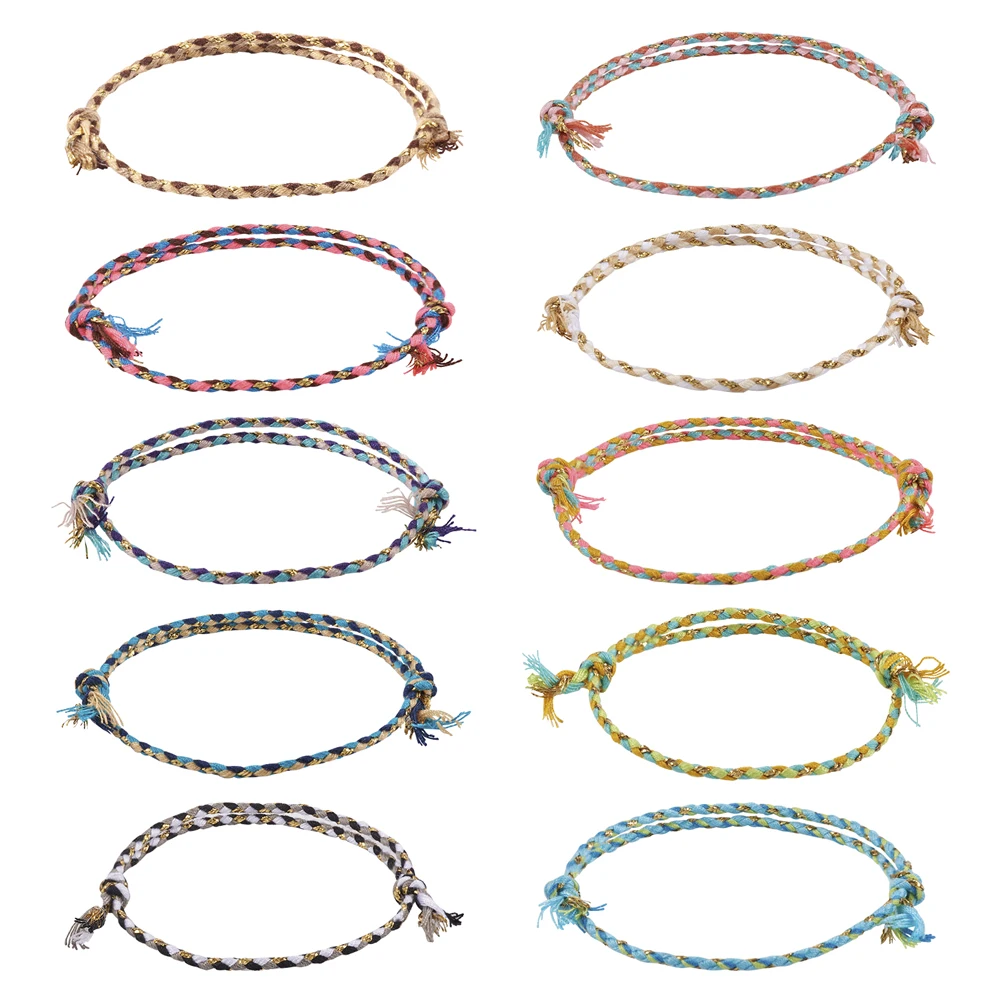 

50Pcs Adjustable Cotton Rope Bracelet Braided Cord Bracelets 10 Colors for Women DIY Handmade Bangle Jewelry Making Accessories