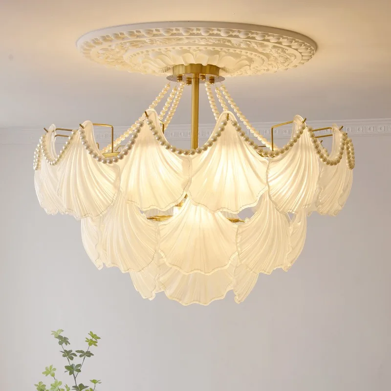 Postmodern Italian Living Room Chandelier Light Luxury Creative Shell Glass Home Master Bedroom Dining Room Led Home Lamps