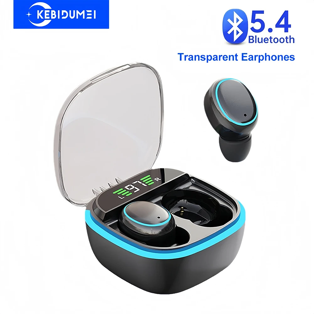 

Transparent Earphones Bluetooth 5.4 Headphones Sports Wireless Heasets HIFI Stereo Noise Reduction Earbuds For iphone Xiaomi