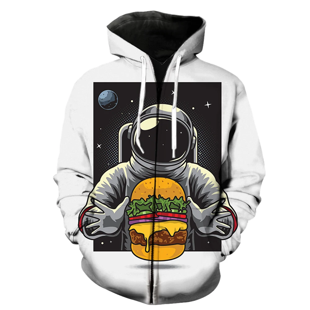 

Cartoon Astronaut Men's Zipper Hoodie Unisex Streetwear Harajuku Cool With Hood Jackets Long Sleeve Oversized 3D Printed Hip Hop