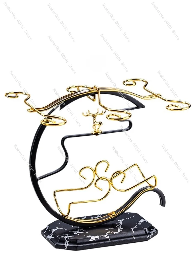 High-end light luxury wine rack decoration upside-down hanging wine glass holder creative tall glass storage shelf tabletop
