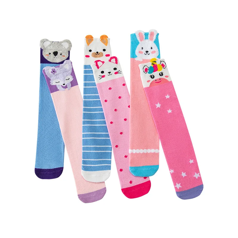 

2025 New 3D Cute Ears Animal Cartoon Children's Middle Socks Cotton Knee Socks Girls' Leg Socks