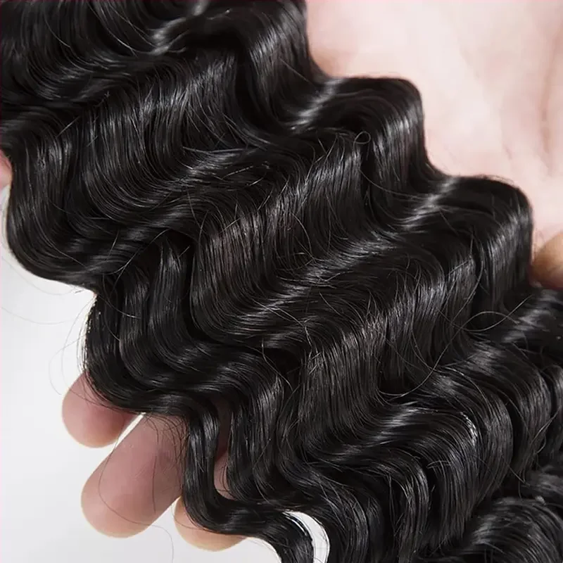 Deep Wave 12A Remy Human Hair Bundles 10-38 Inches Brazilian Vrigin Hair 1/3/4 Pieces Weave Extensions Natural Color Sew-in Bundles