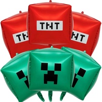 4D Miner Crafting Balloons Set 2/4/6Pcs 22 Inch Pixel Game Themed Balloons for Kids Baby Shower Boys Birthday Party Decorations