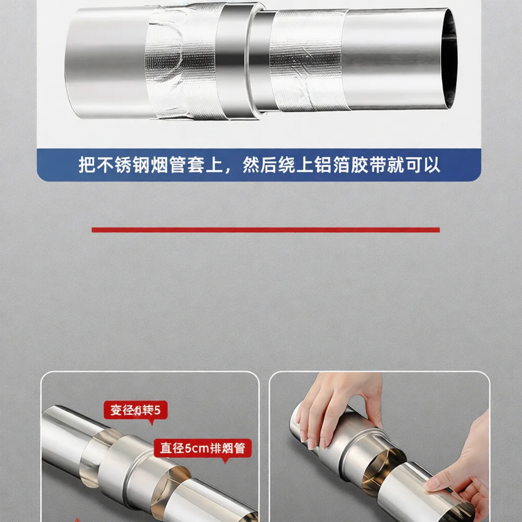 Industrial Grade Stainless Steel Pipe Reducer Connector Venting Chimney Adapter For Air Flow Management System