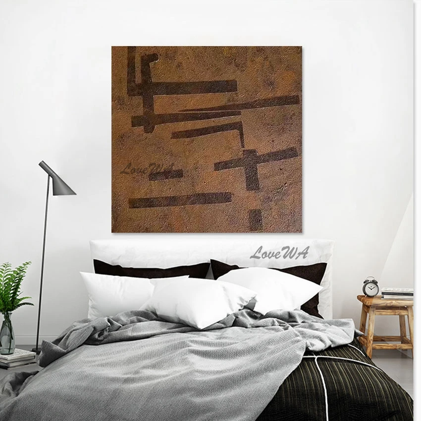 Wall Picture For Bedroom Brown Thick Texture Abstract Canvas Oil Painting 100% Handmade Acrylic Modern Art Home Decoration