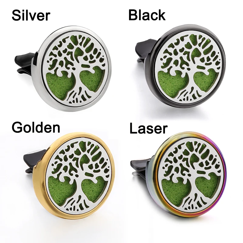 Flowers Rose Sakura Lotus Clover Leave Aromatherapy Car Perfume Diffuser Stainless Steel 30mm Locket Car Air Freshener Vent Clip