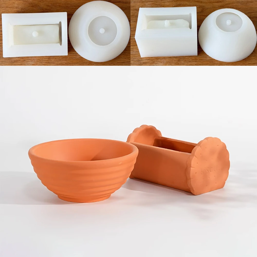 Cement Flowerpot Molds, Succulent Green Plant Potted Plants For Home Decoration, Concrete Flowerpot Ornaments Silicone Molds