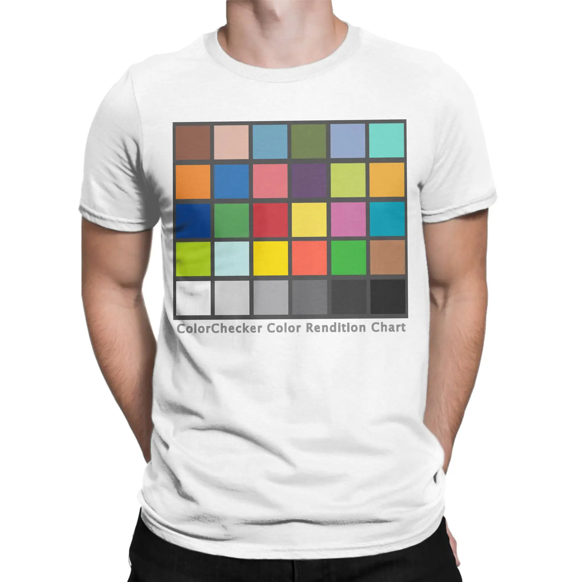 Color Checker Table Tshirts Men's 100%Cotton Clothing Vintage Photographer Round Neck Short Sleeve