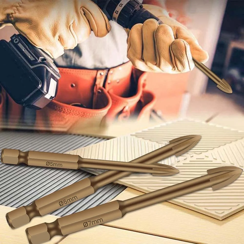 

High Quality-Universal Drilling Tool 5PCS,Concrete Drill Bit&Masonry Drill Bit Set Multifunctional Cross Alloy Drill Bit,Univers