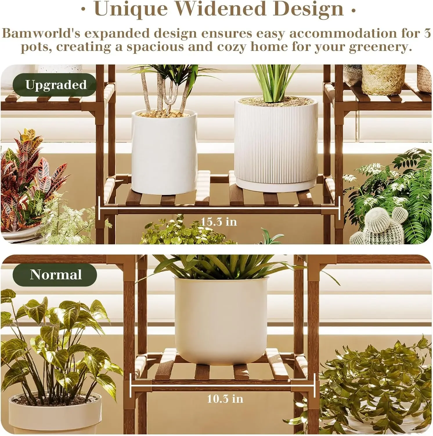 62.2-inch High Plant Rack Indoor Large Plant Rack for Various Plants Wooden Flower Outdoor Living Room Hanging Plant