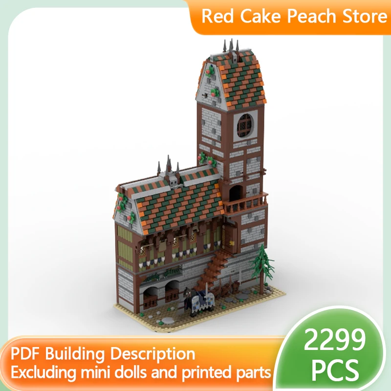 

Средневековый замок, модель MOC, строительные кирпичи, средневековая таверна с башней, модульная технология, подарки, праздник, сборка, детский игрушечный костюм