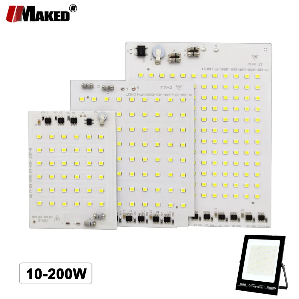 

Outdoor Lamp Repair AC220V LED PCB Plate 10W 20W30W 50W 100W 150W 200W SMD2835 Light Source Panel For Floodlight Replace DIY Kit