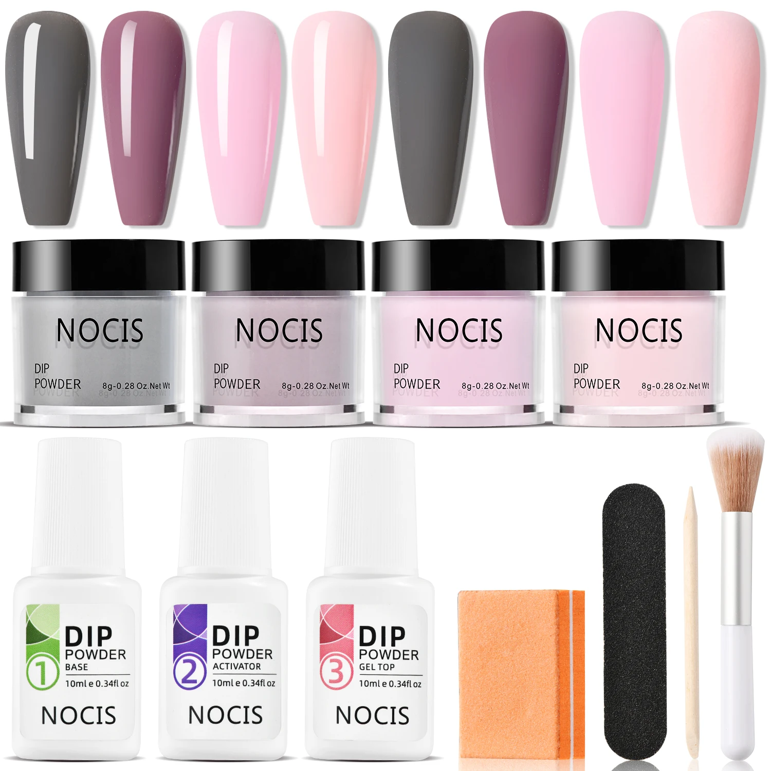 Kit de poudre à tremper pour ongles, 11 pièces, noir, vert, bleu, violet, 4 couleurs, Kit de poudre à tremper pour débutants avec poudre à tremper