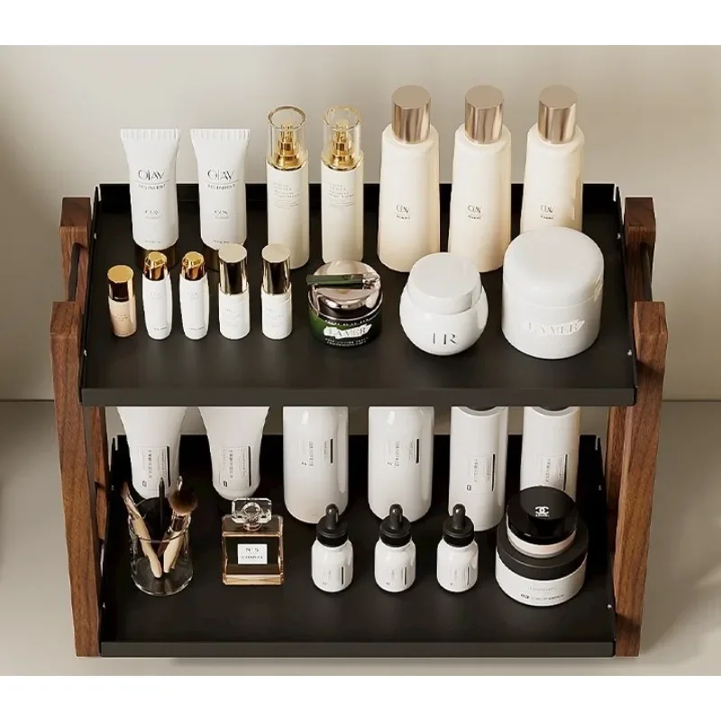 Walnut Wood Bathroom Vanity Organizer Cosmetic Storage Box for Bathroom Countertop Dresser Makeup Organizer EU