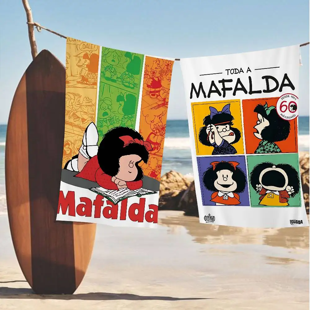 M-Mafalda Anime Bath Towel Microfiber Soft Water Absorbing Breathable For Girl Kids Decorative Cartoon Beach Towel