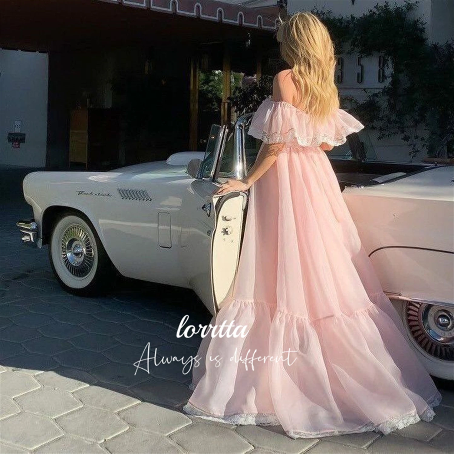 

Lorrtta Pink Bridesmaid Dress Line A Lace Trim Graduation Gown Party Organza Ball Gowns Quinceanera Dresses for Formal Occasions