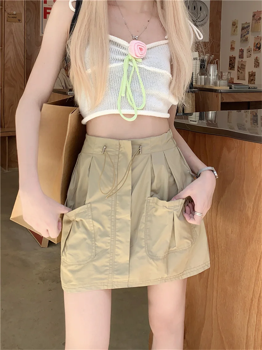 

Alien Kitty Summer Pockets Women Mini Skirts Slim Bodycon 2023 Chic New Office Lady High Waist Sexy Streetwear Casual Prom