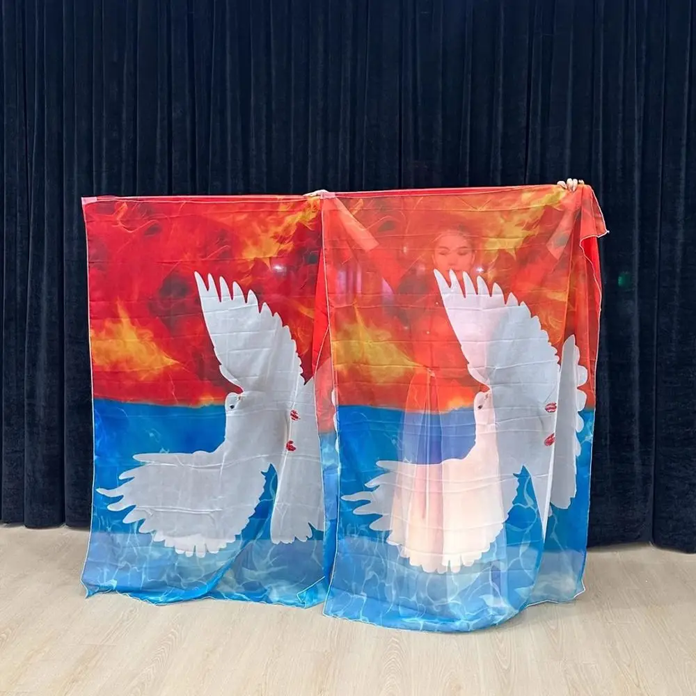 with Telescopic Sticks Belly Dance Accessories Props Multicolor Lightweight Colorful Scarves Flag Scalable Rods Portable