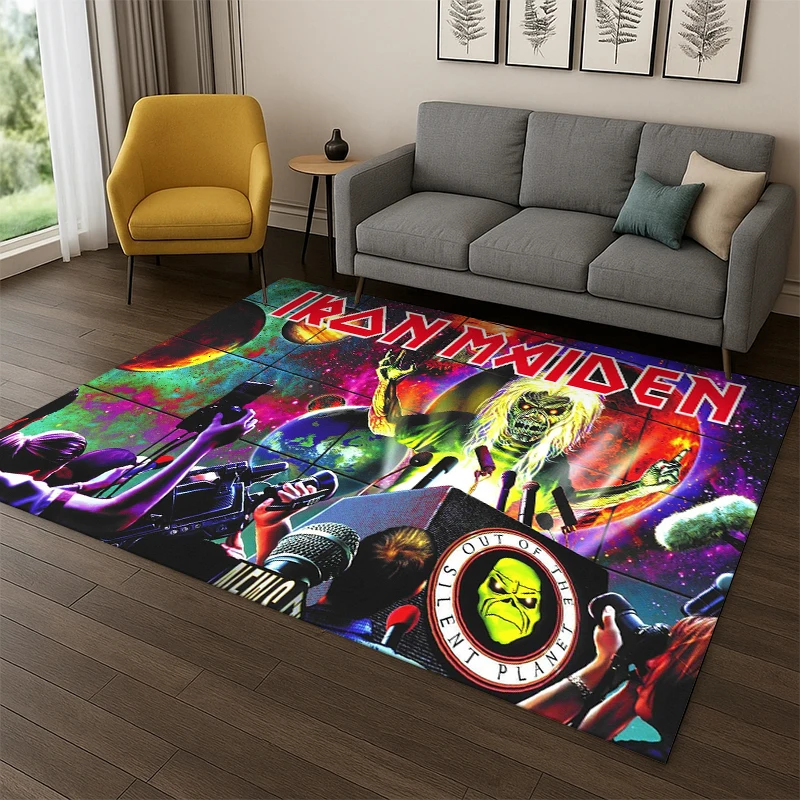 3D I-Iron Maiden Metal Band Carpet Rug for Bedroom Living Room Sofa Playroom Doormat Home Decor,Kid Game Area Rug Non-slip gift