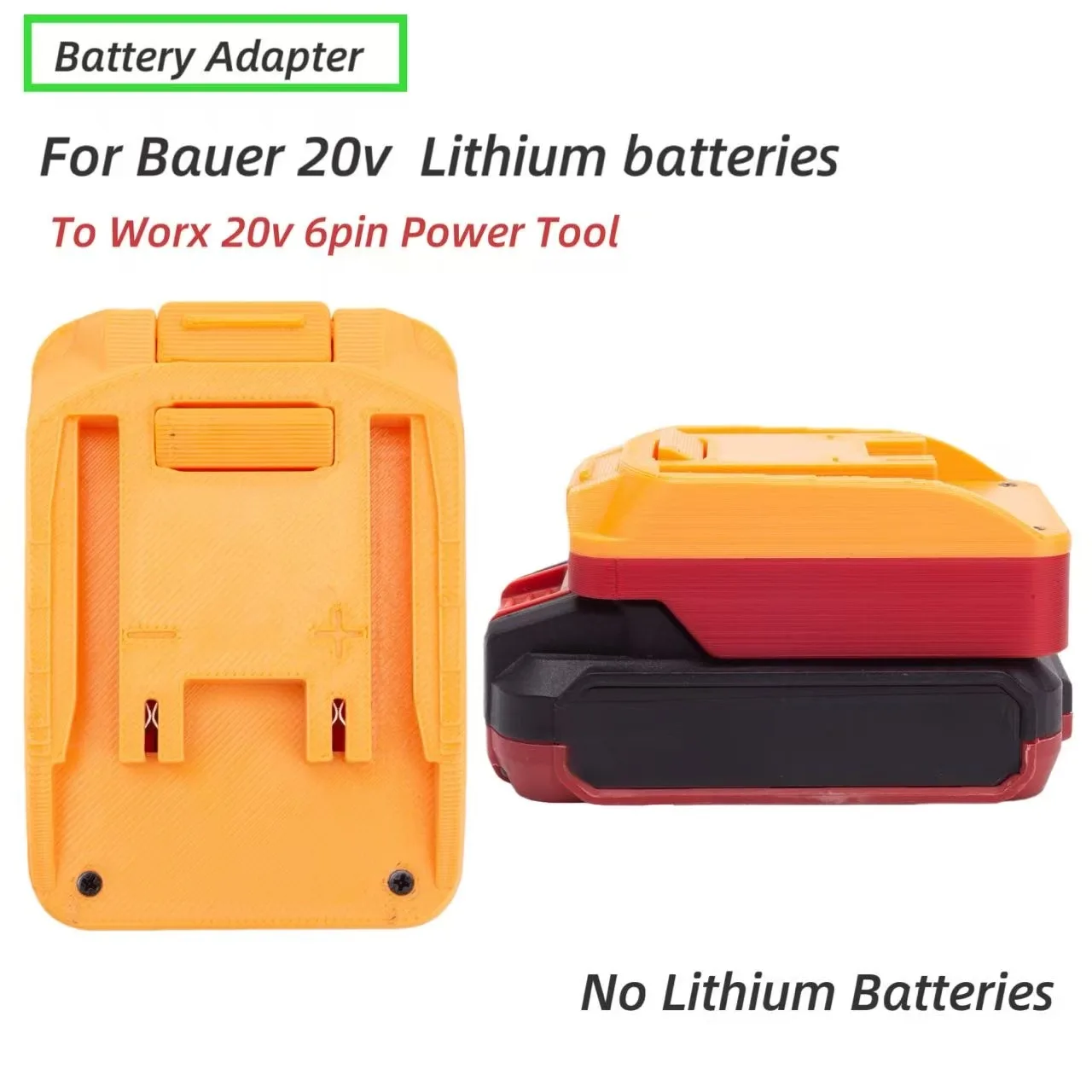 

Batteries Converter Adapter For Bauer 20v Lithium Ion Convert To Worx 20V 6PIN Cordless Tool (﻿Adaptor Only)