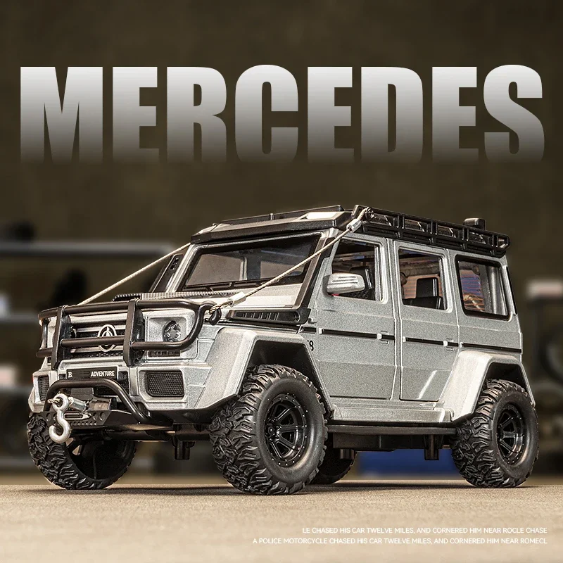 

Приключения Benz G550 в масштабе 1:24, 4X4, литой игрушечный автомобиль из сплава, модель со звуком и фото, коллекционная игрушка, подарок на день рождения