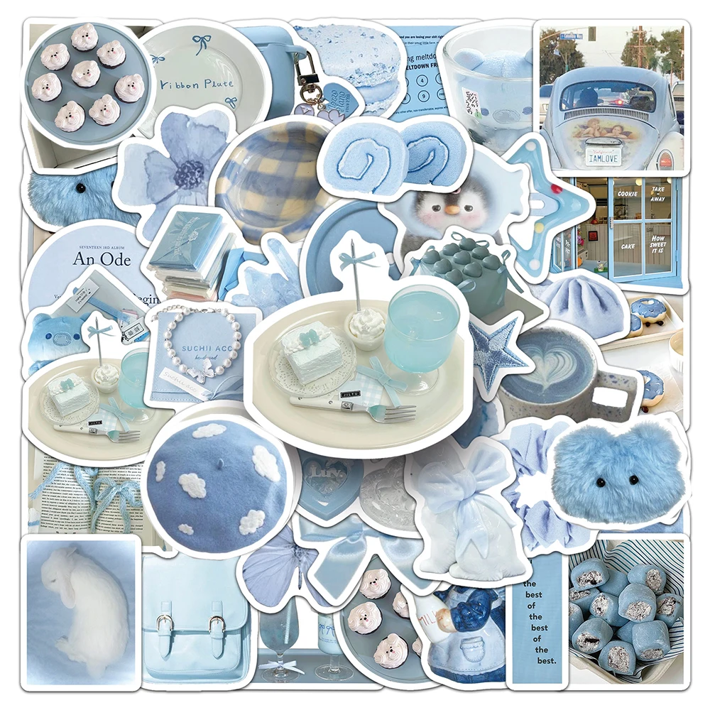 10/30/50 Uds lindo azul INS dibujos animados estéticos pegatinas de grafiti DIY portátil teléfono álbum de recortes maleta decoración pegatina juguetes para niños