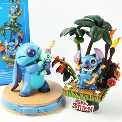 11-18CM Disney Anime Figure Dolls Cute Lilo and Stitch Holiday Time PVC Collection Cartoon Decoration GK Statue Model Toys Gift