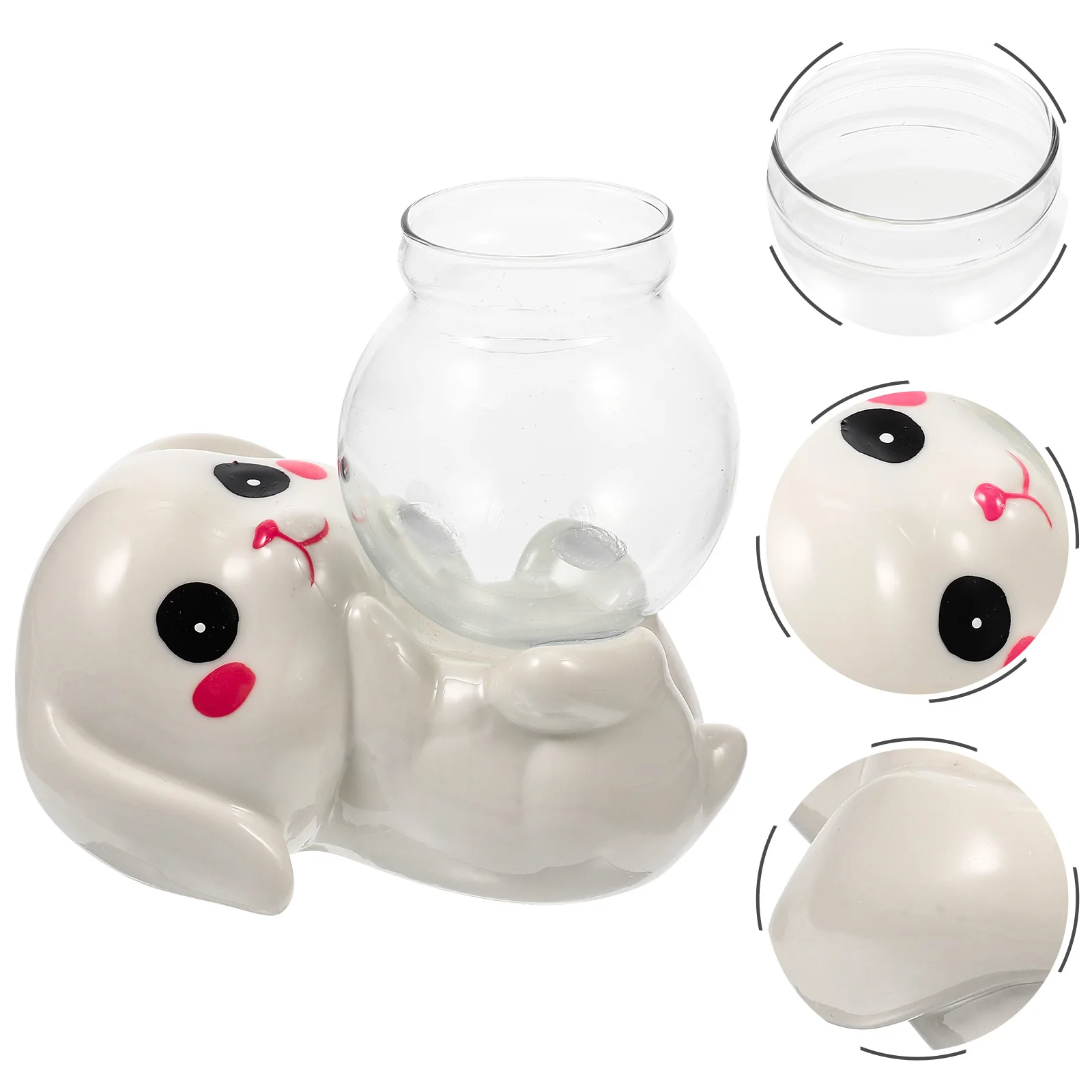 

Delicate Ceramic Rabbit Vase Small Bunny Holding Flower Vase for Modern Home Office Table Decoration Glass Vases for Flowers