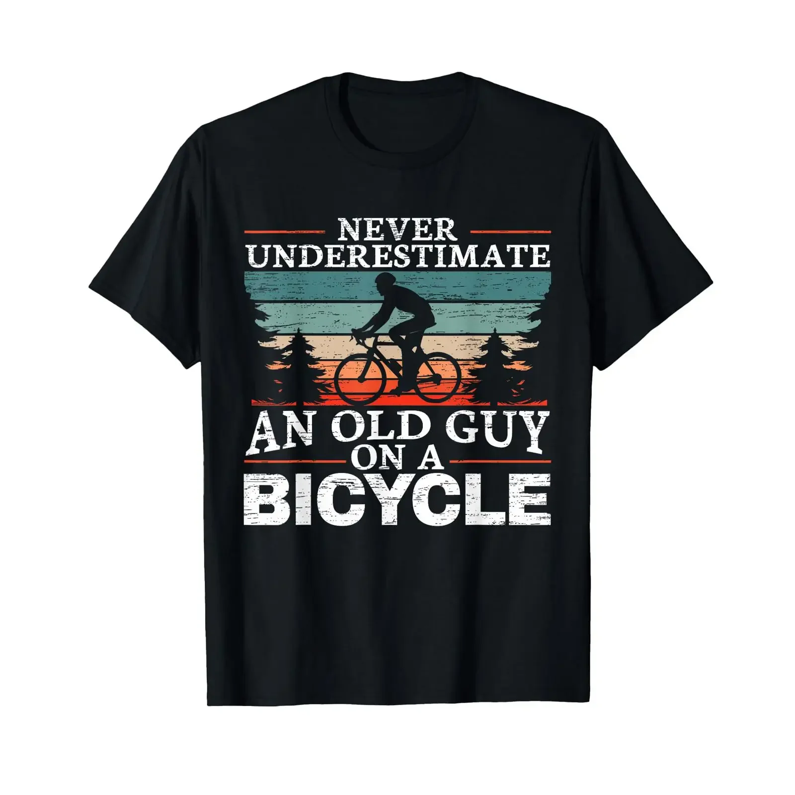 Never Underestimate an Old Man On A Bicycle for Cycling T Shirt vintage Washed Top For Everyday Wear Soft designer clothes