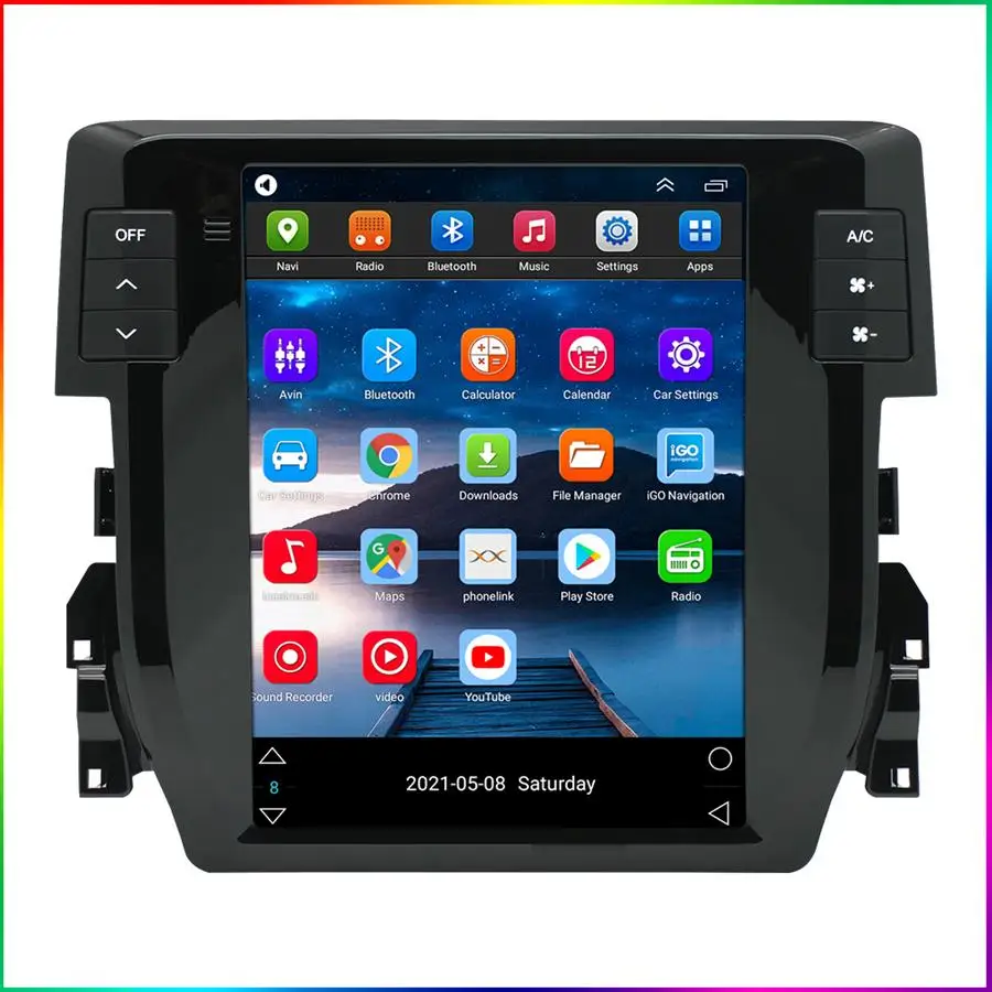 9.7 unit unit unidade principal estereofônica vertical de rádio gps para honda civic 2016-2020 android 11