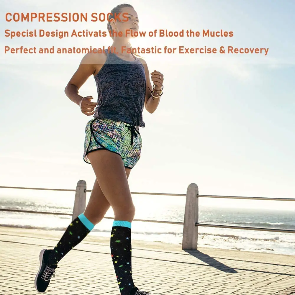 Men Women Compression Socks Best Graduated Athletic 15-20 mmHg Professional Nursing Socks Fit for Running Flight Travel Hiking