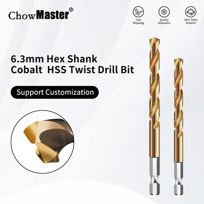 

Chowmaster Cobalt Hex Drill Bits HSSCO 6542 Twist Quick Change Impact Driver Tools For Stainless Steel Cast Iron Sheet Metal