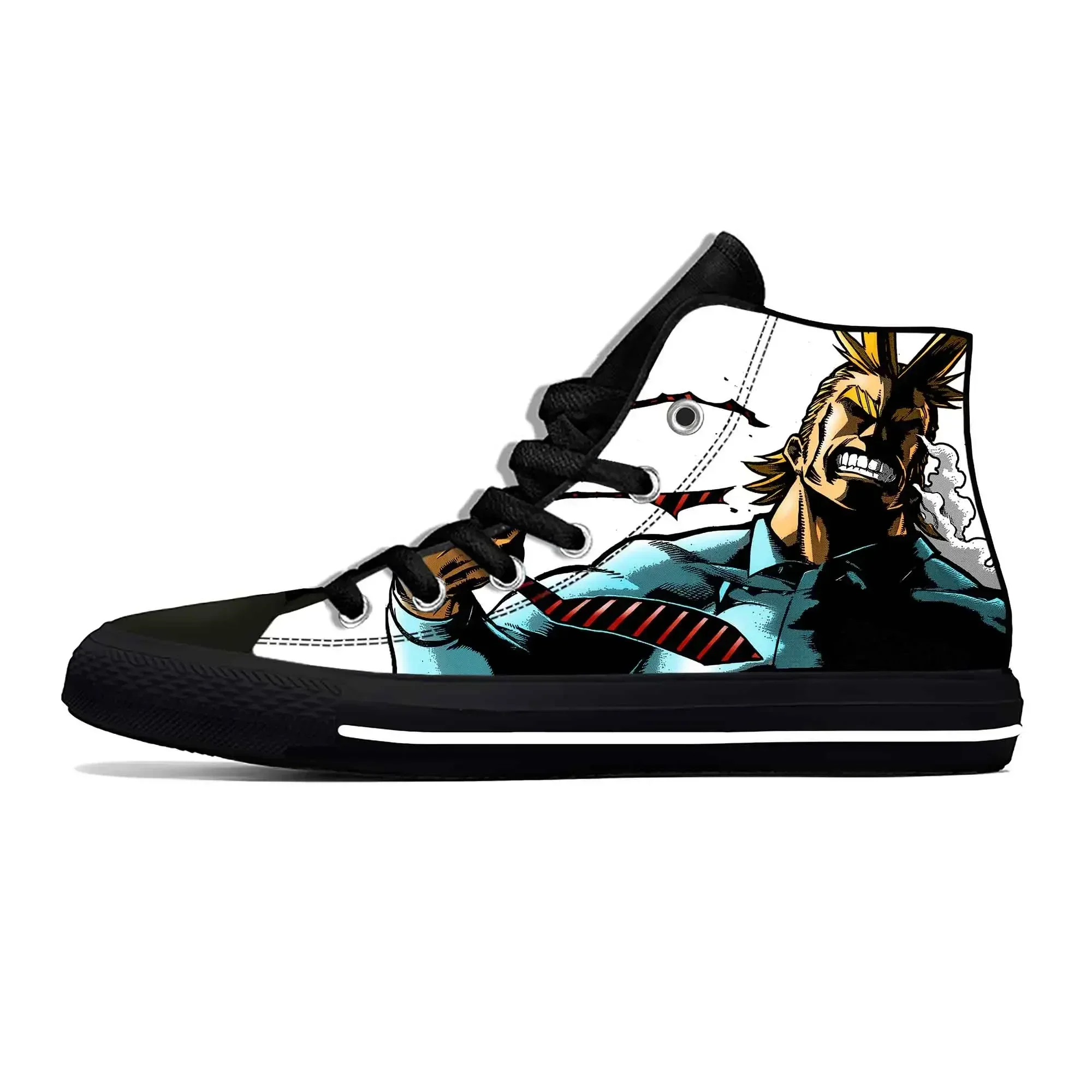 Zapatos de tela informales de Anime japonés Manga My Hero Academia All Might, zapatillas altas cómodas y transpirables con estampado 3D para hombres y mujeres