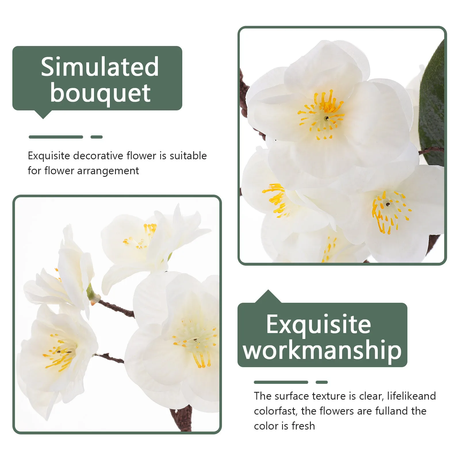 

2Pcs Fake Peach Blossom Flower Adornments for Valentine's Day Bouquet Wreath DIY Indoor Outdoor Decoration Flower Adornment