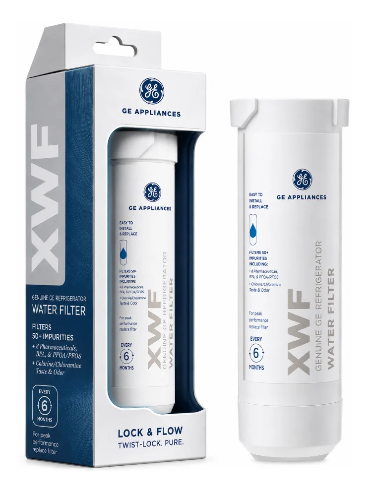 Filtro de agua GE XWF para refrigerador, cartucho filtro General Electric, purificador de agua potable, filtración de agua limpia, filtro de repuesto para nevera, sistema GE, tratamiento doméstico del agua, piezas refr