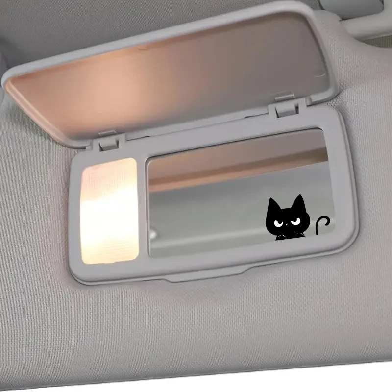 4 PÇS/SET Adesivo de espelho retrovisor de gato mal-humorado preto, ideal para carros, laptops, garrafas de água, skates e itens para amantes de gatos