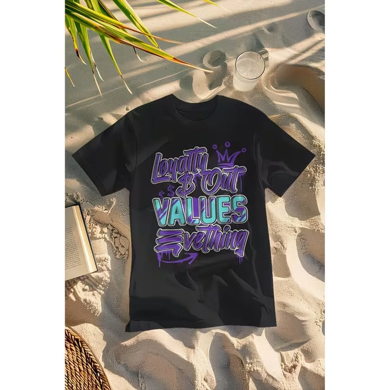 Mens S Values Grape 5S Matching T Shirt Heavyweight Gsm Black With Purple Blue Design Short Sleeve Round Neck Casual Shirt Fit For Team Uniforms Corporate Branding Events