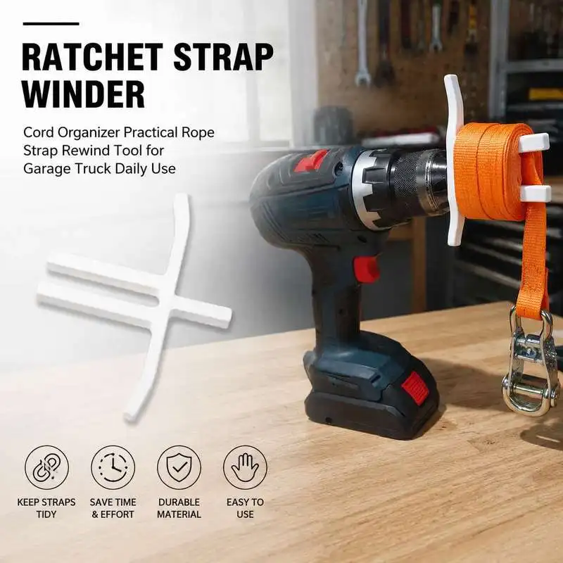 Ratchet Strap Winder Cord Organizer Practical Rope Strap Rewind Tool for Garage Truck Daily Use