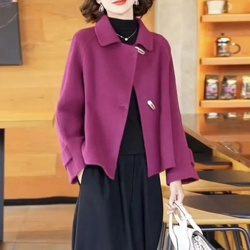 

Woolen Coat Short Casual Korean Style Autumn and Winter Coat Women's Fogn Style New Loose Woolen Coat