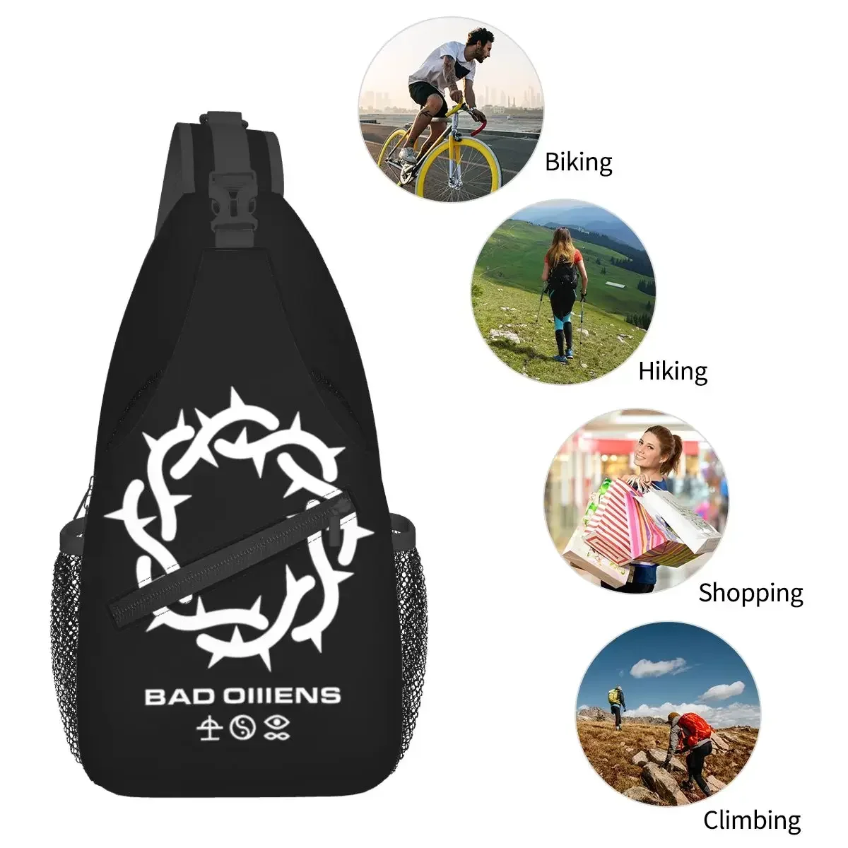 Bad Omens Is An American Metalcore bolsos cruzados para hombres y mujeres, bolso de pecho, mochila de hombro, mochila de día para senderismo, Camping, Satchel