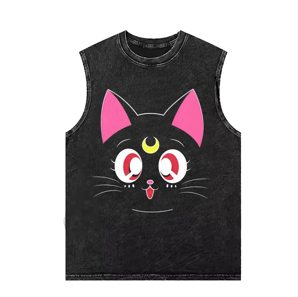 

Men's Tank Tops Sailor Moon Print Vest Man Sleeveless Shirt Summer Y2k Clothes Vintage Washed Oversized Gym Clothing Streetwear