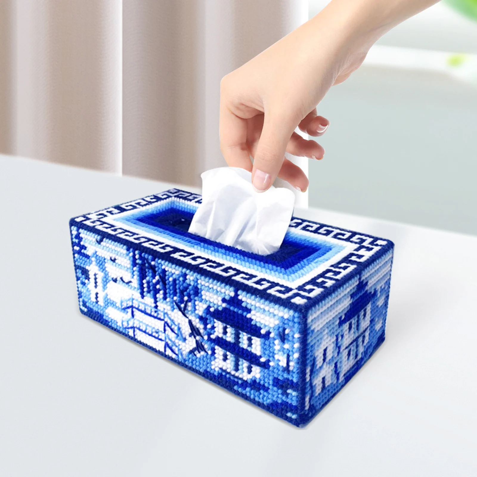

Cross Stitch Box Kit Embroidery Paper Towel Dispenser Bedroom Tissue Boxes Supply Storage ganizer Household Bedroom