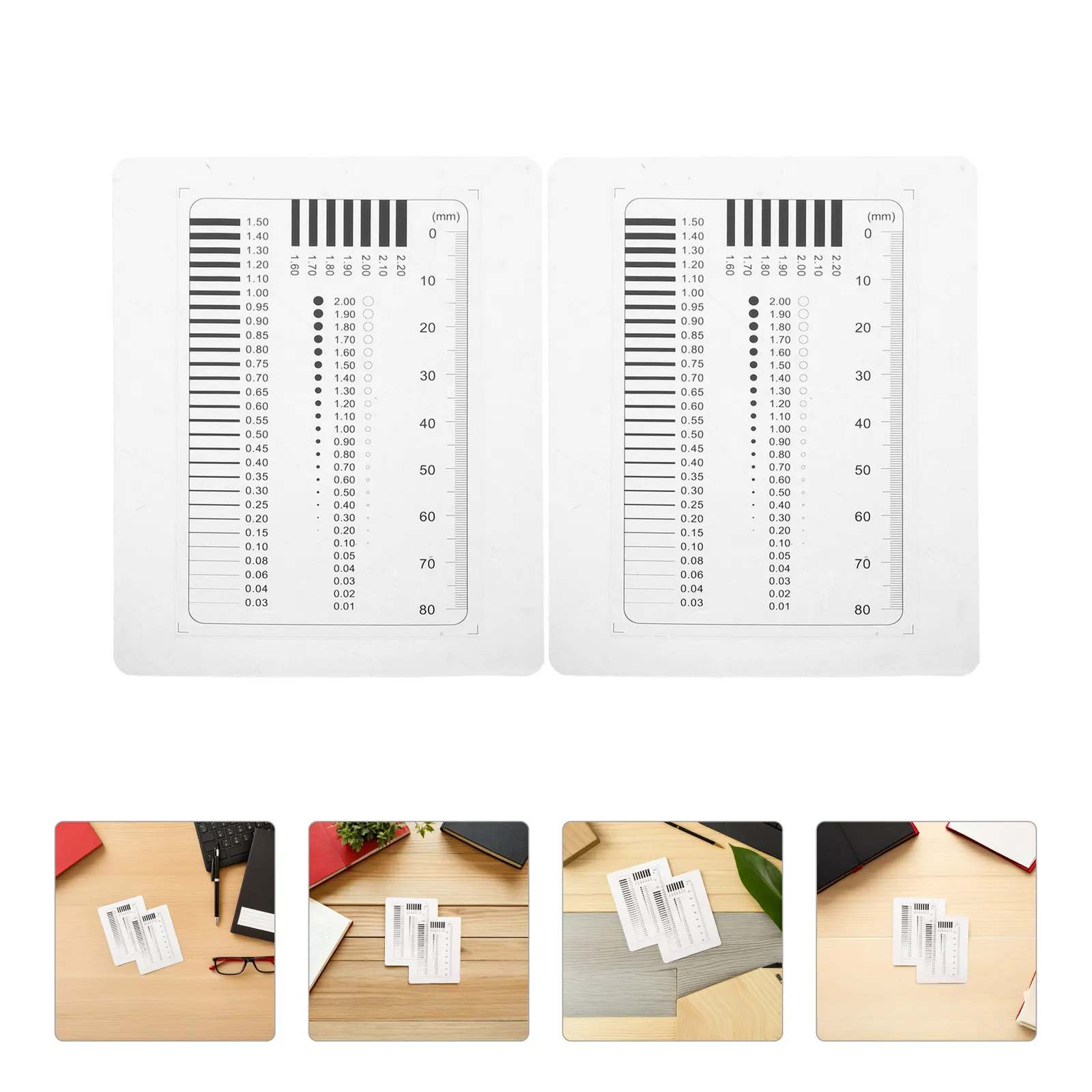 2Pcs Precision Measurement Ruler Transparent High Precision Flaw Detection Crack Width Measurement Sec Defect Gauge Film