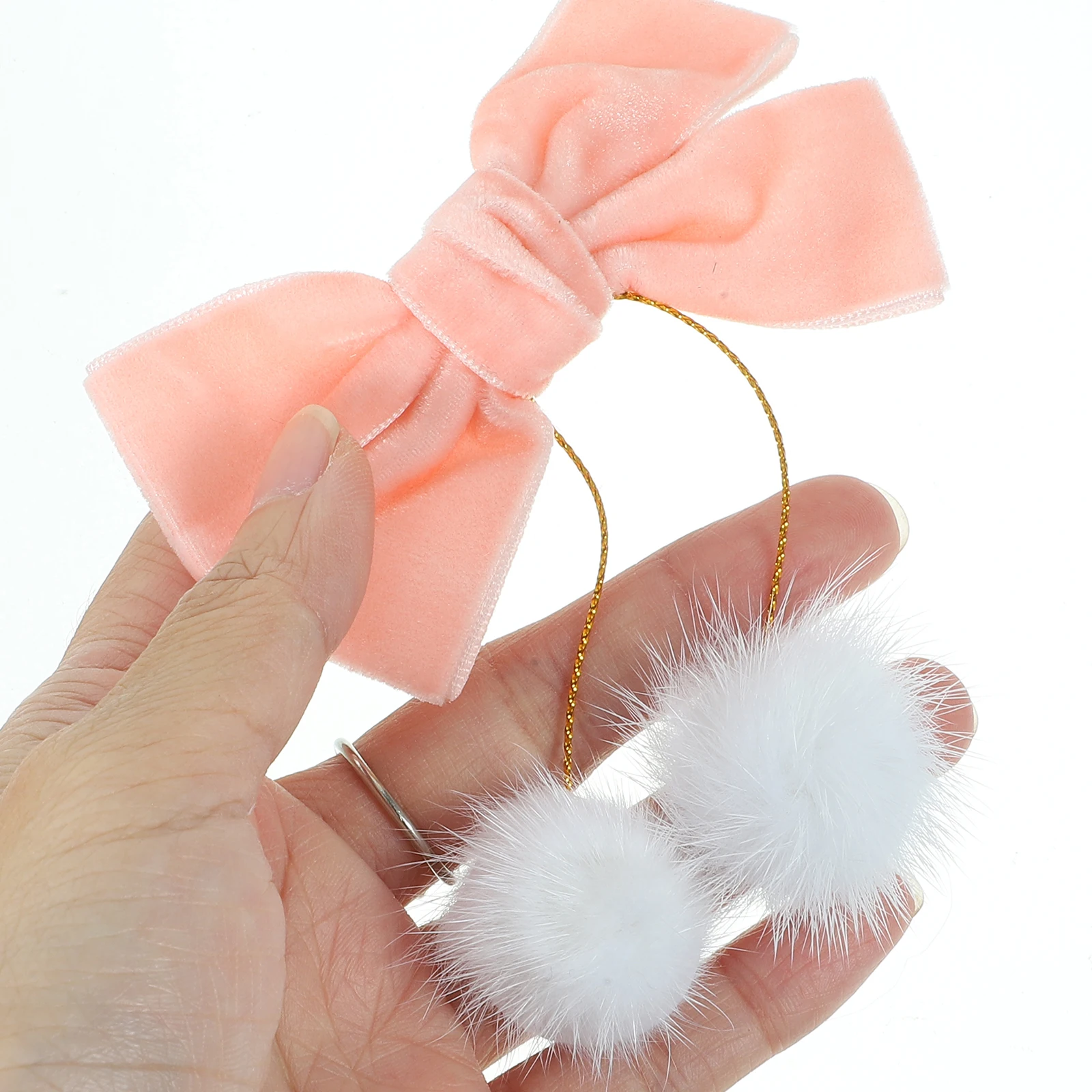 

Clips Small Bows Furry Ball Design Christmas Wedding Party Accessories Women Bows For Hair Hair Clips For Women