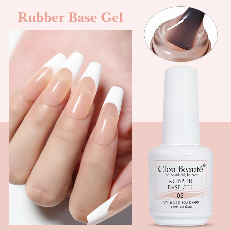 Clou beaute-UV LED機能を備えたゴム製ベースコート,6色,クイックエクステンション,トップエンハンスメント,透明ソークオフ