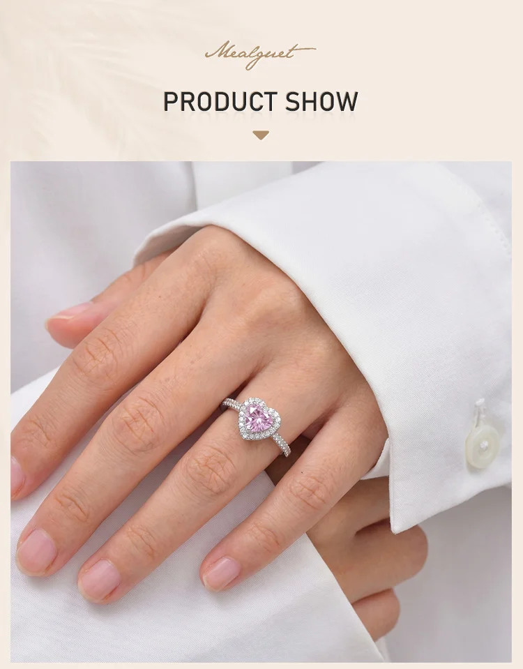 Heart Ring Adjustable for Women Zircon Love Shaped Open Ring Silver Color Romantic Promise Jewelry Gift